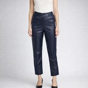 Badgley Mischka 5 Pocket Boyfriend Baddie Cropped Pants Navy Marine Blue Size 4